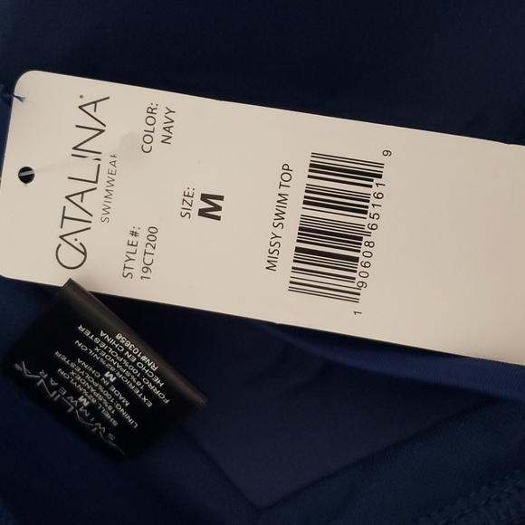 Catalina Blue Convertible Twist Front Bandeau Tankini Top & BoyShort Size M - Picture 5 of 10